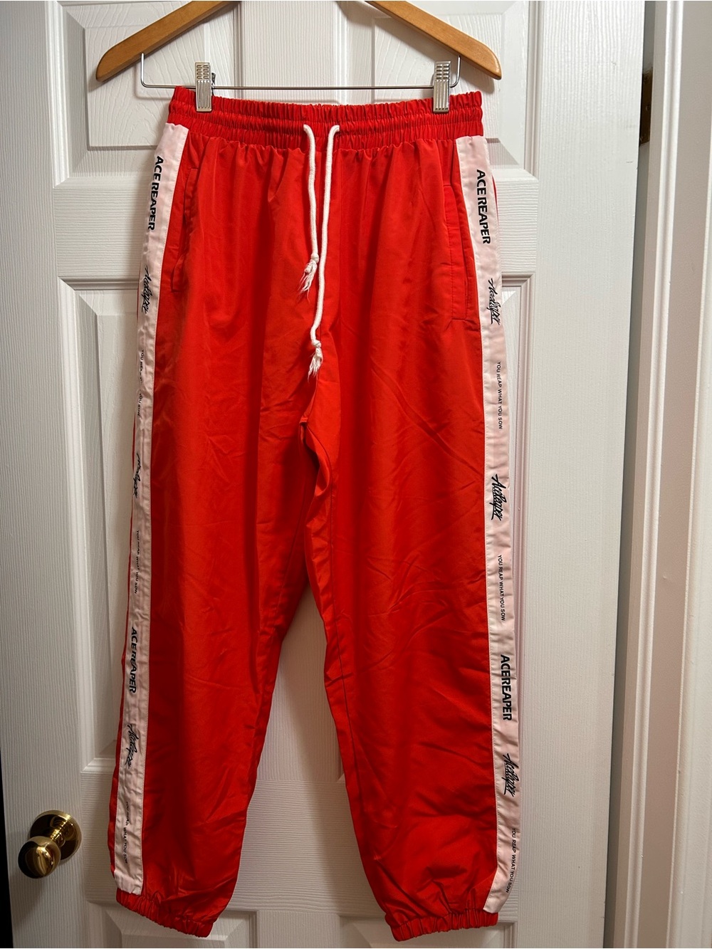 Ace Reaper Red Men’s Track Pants with Side Stripe